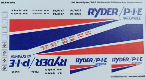 640003 HO Scale Ryder/P-I-E Bullnose Pup Trailer Decals