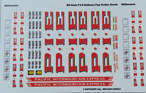 640002 HO Scale P-I-E Bullnose Pup Trailer Decals