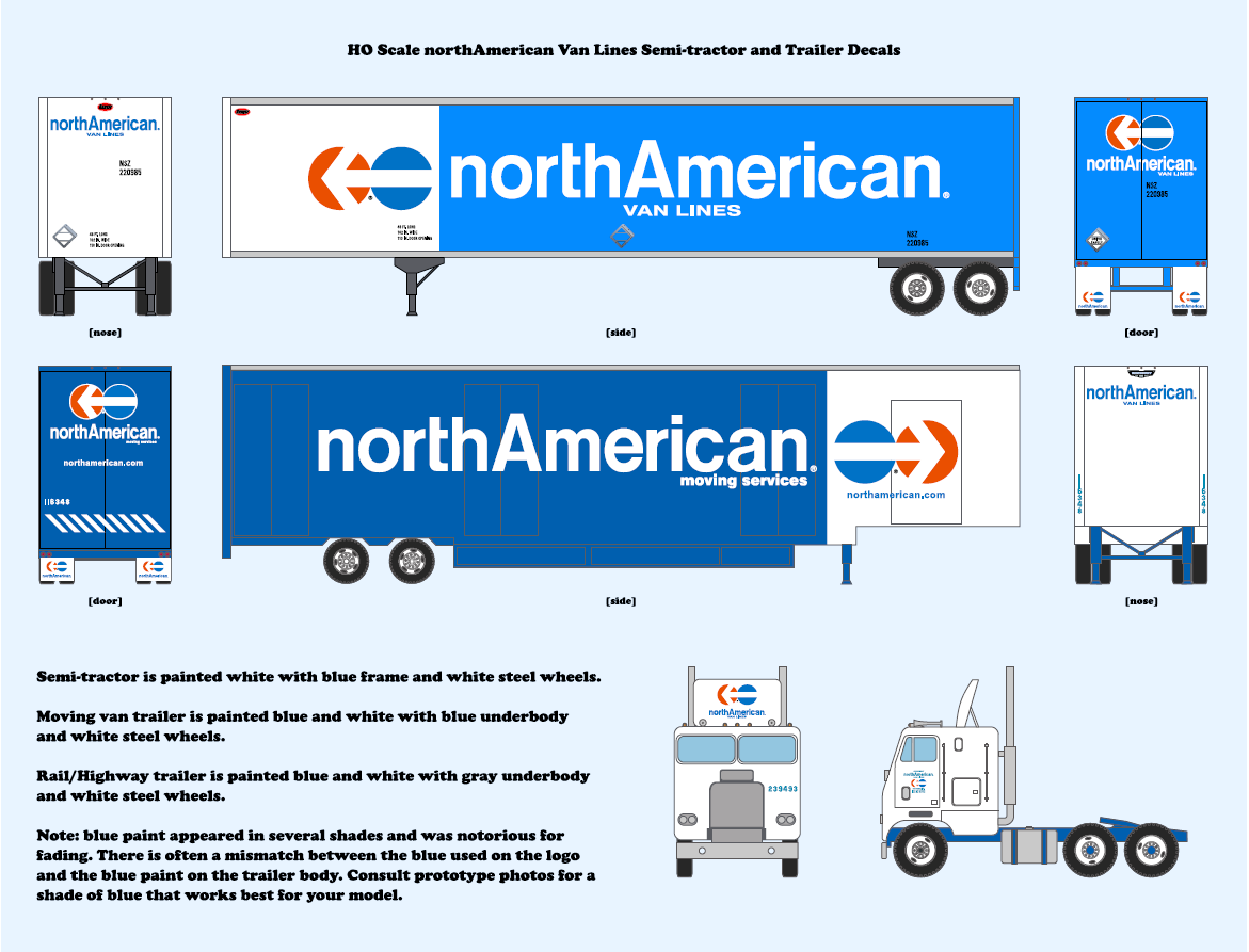 640030 HO Scale northAmerican Van Lines Trailer Decals