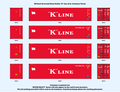 640037 HO Scale Kawasaki Kisen Kaisha "K" Line 40 ft. Container Decals