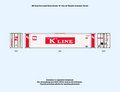 640045 HO Scale Kawasaki Kisen Kaisha "K" Line 45 ft. Smooth Container Decals