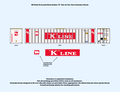 640046 HO Scale Kawasaki Kisen Kaisha "K" Line 45 ft. Ext. Post Container Decals