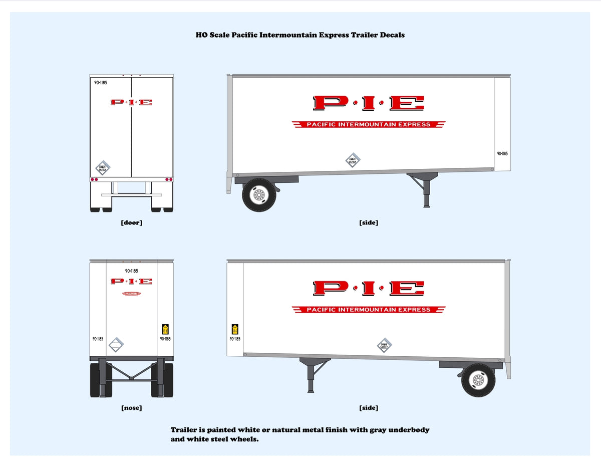 640002 HO Scale P-I-E Bullnose Pup Trailer Decals